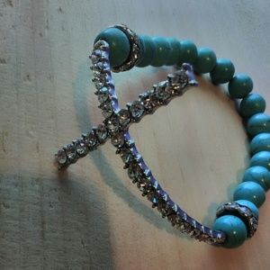 Turquoise and Silver Cross bracelet